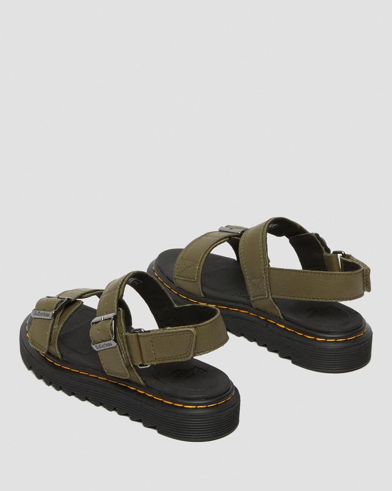 Kids' Dr Martens Junior Kyle Leather Sandals Olive | AU 722LIS